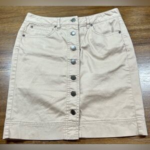 J. Jill Petite Size 2 Button Front Khaki Straight Skirt